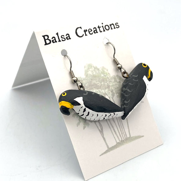 Peregrine Falcon Balsa Earrings