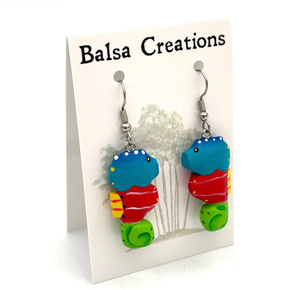 Whimsical Seahorse Balsa Earrings