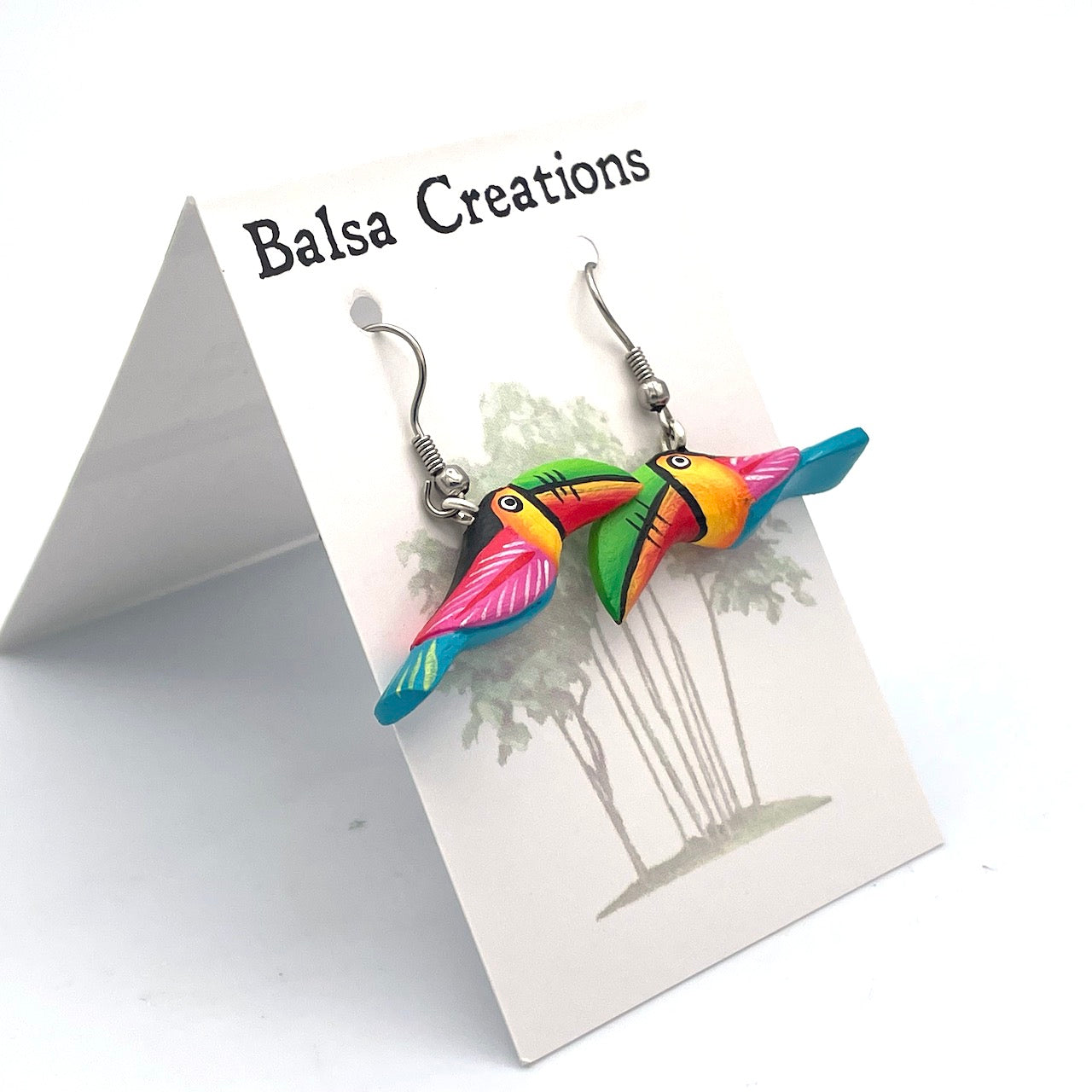 Whimsical Toucan Balsa Earrings