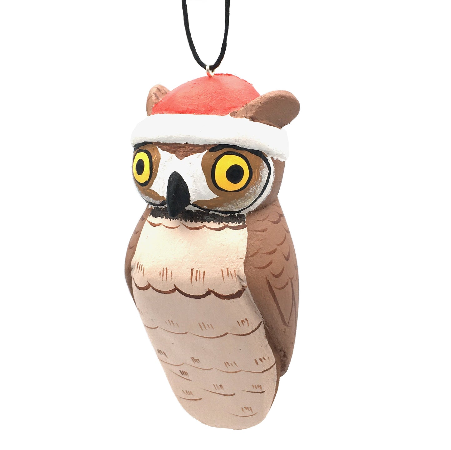 Holiday Great Horned Owl Balsa Ornament