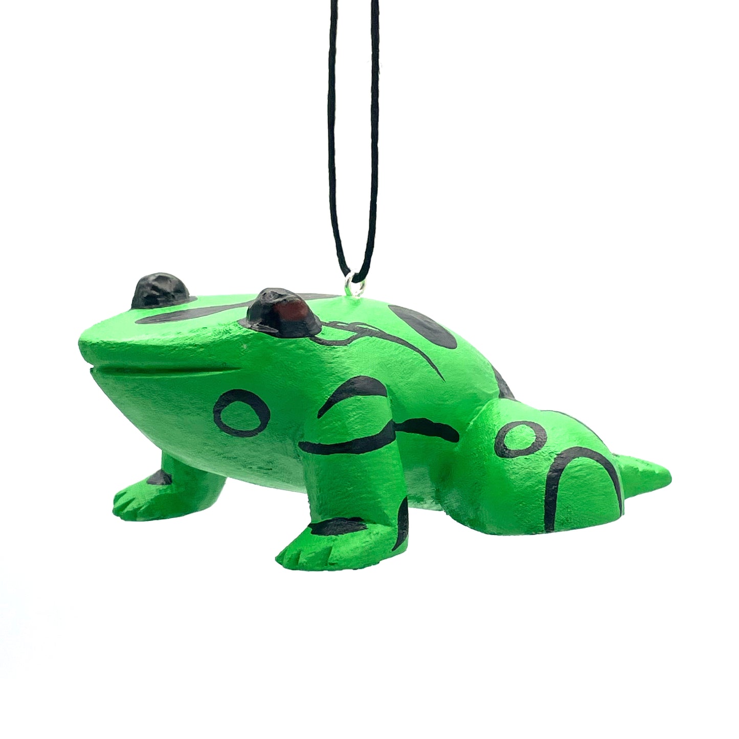Green and Black Poison Dart Frog Balsa Ornament