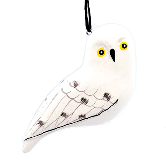 Snowy Owl Balsa Ornament