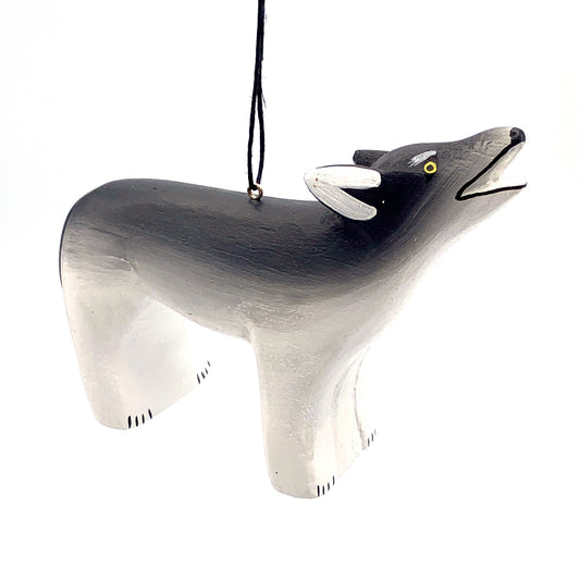 Gray Wolf Balsa Ornament