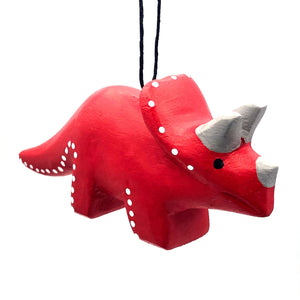Whimsical Triceratops Balsa Ornament