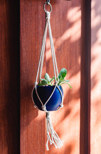 Mini Round Planter with Macrame Hanger