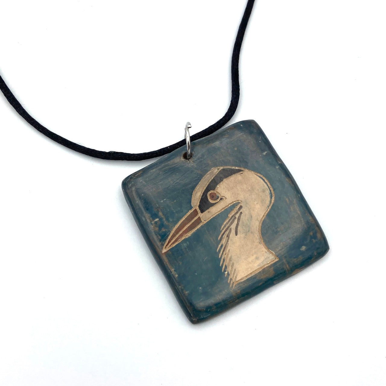 Great Blue Heron Ceramic Necklace