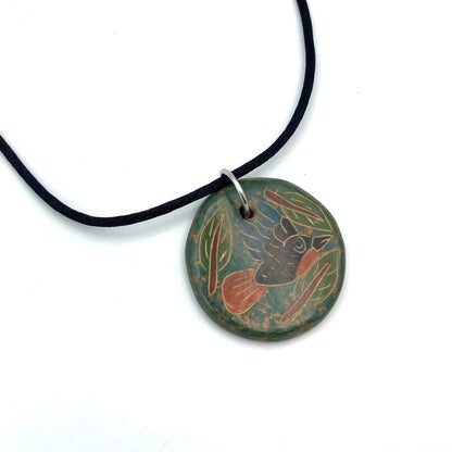Hummingbird Ceramic Necklace (Green)