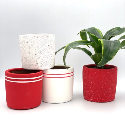 Small Red Festive Ceramic Planter