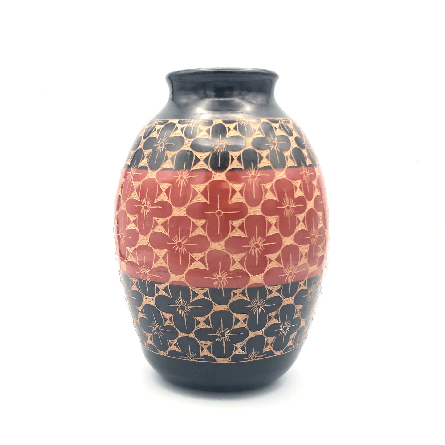 Ceramic Decorative Vessel (Rust Flower)
