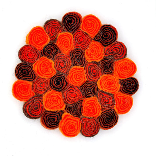 Orange Felt Swirl Trivet