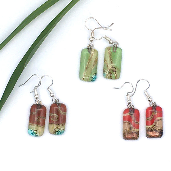 Small Rectangular Glass Earrings