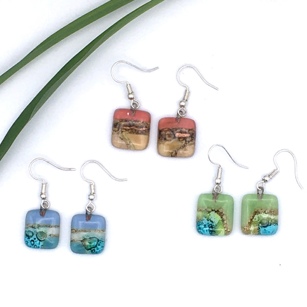 Small Square Glass Earrings