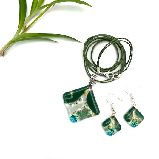 Fused Glass Necklace/Earring Set