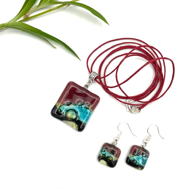 Fused Glass Necklace/Earring Set