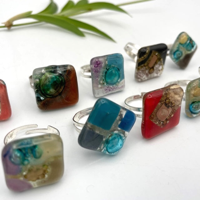 Adjustable Fused Glass Ring