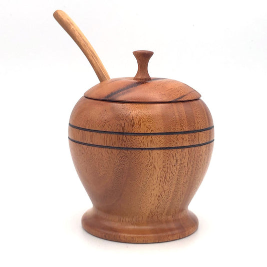 Tropical Hardwood Sugar Bowl with Lid and Spoon